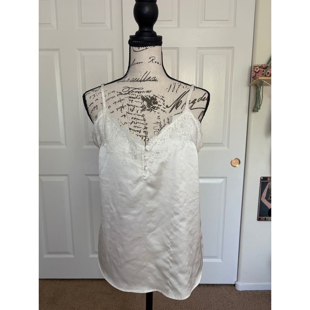 Abercrombie & Fitch Cream Satin Lace Trim Camisole Top White Medium